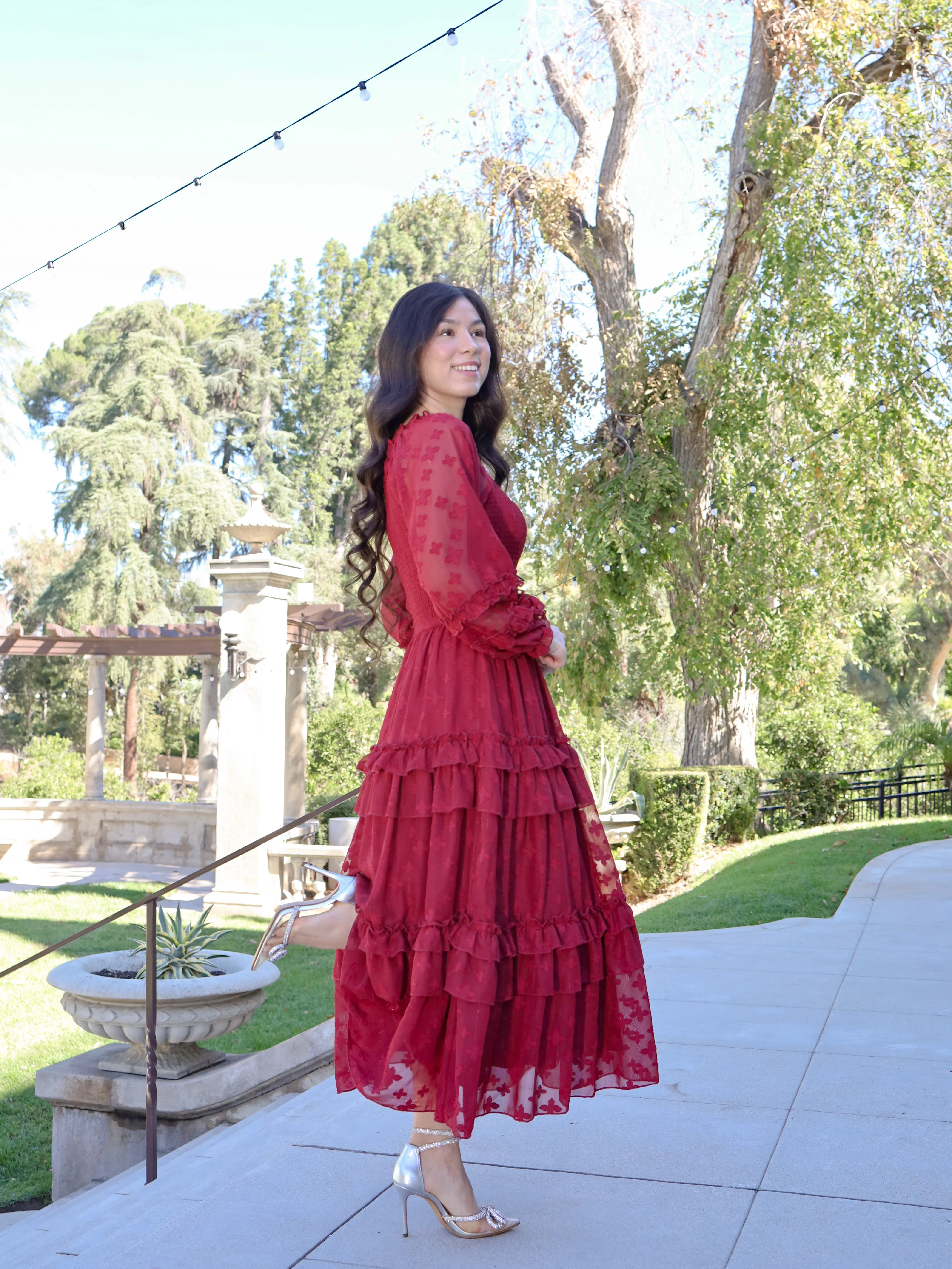Glittering Garden Dress - Garnet - Image 3
