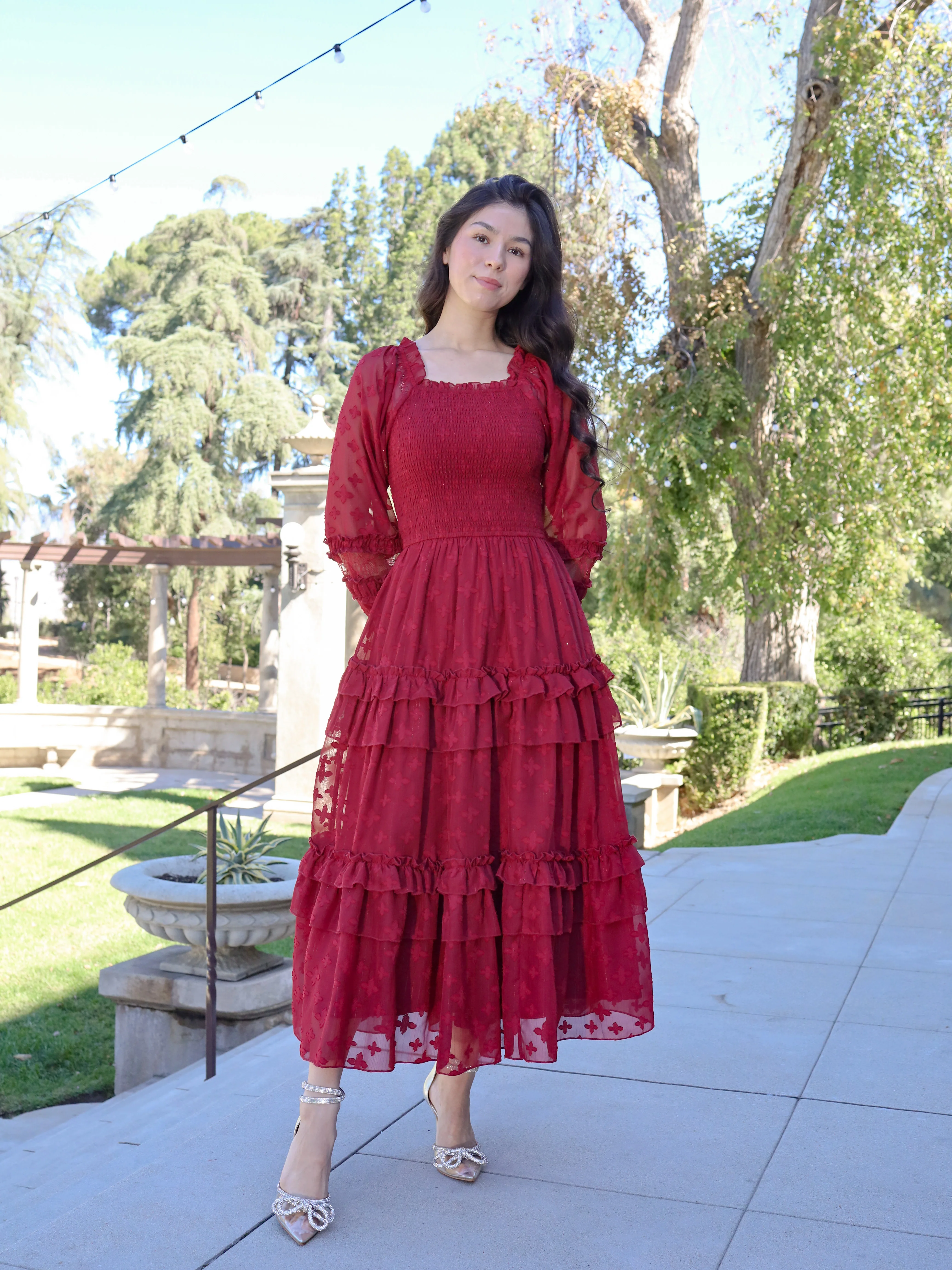 Glittering Garden Dress - Garnet - Image 8