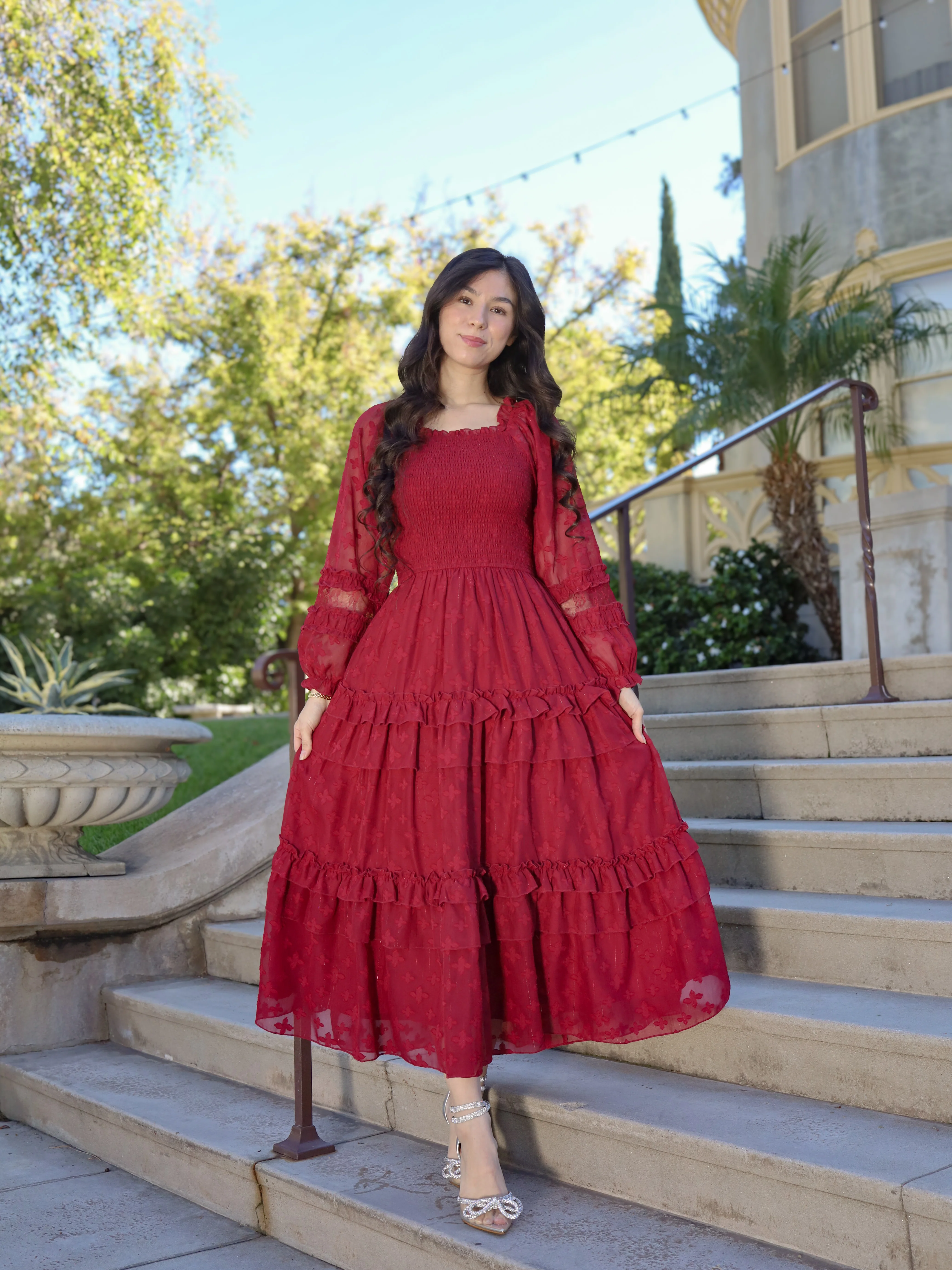 Glittering Garden Dress - Garnet - Image 9