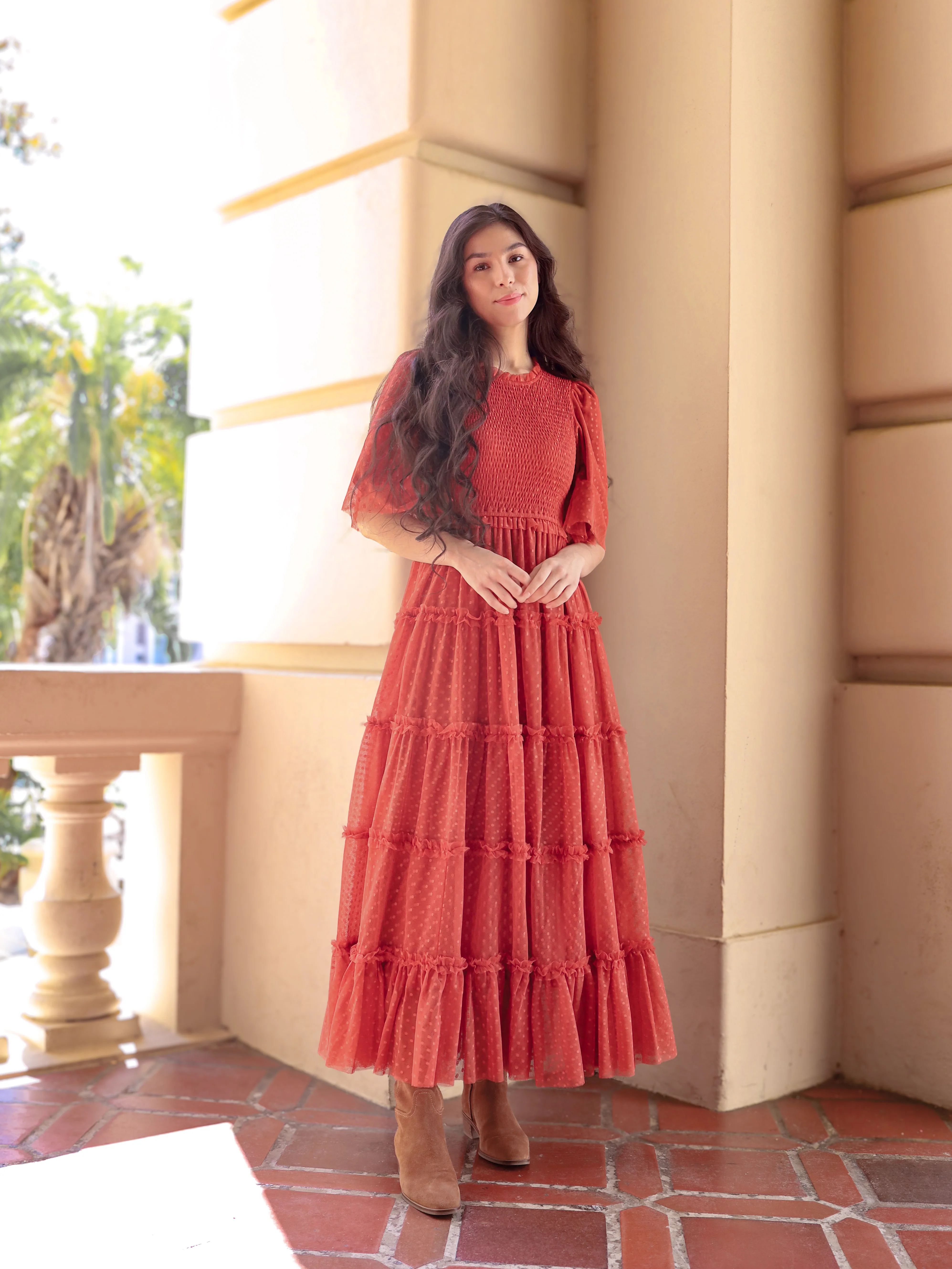 Vintage Romance Dress - Rust - Image 3